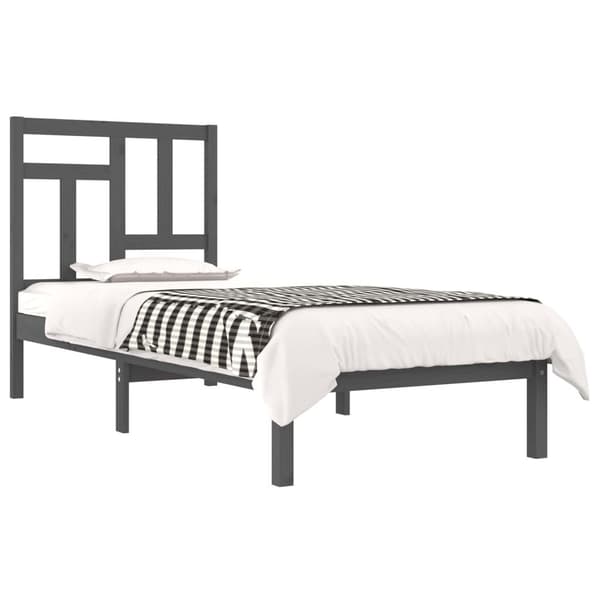 vidaXL Sängram grå massiv furu 100x200 cm Grå