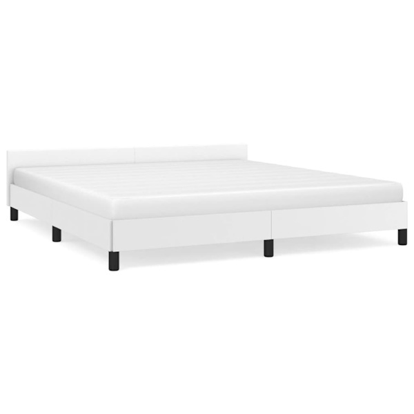vidaXL Sängram med huvudgavel vit 160x200 cm konstläder Vit