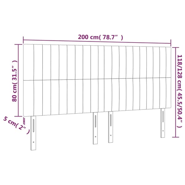 vidaXL Sänggavel LED blå 200x5x118/128 cm tyg Blå