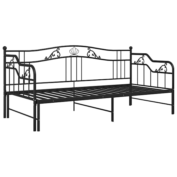 vidaXL Utdragbar sängram bäddsoffa svart metall 90x200 cm Svart