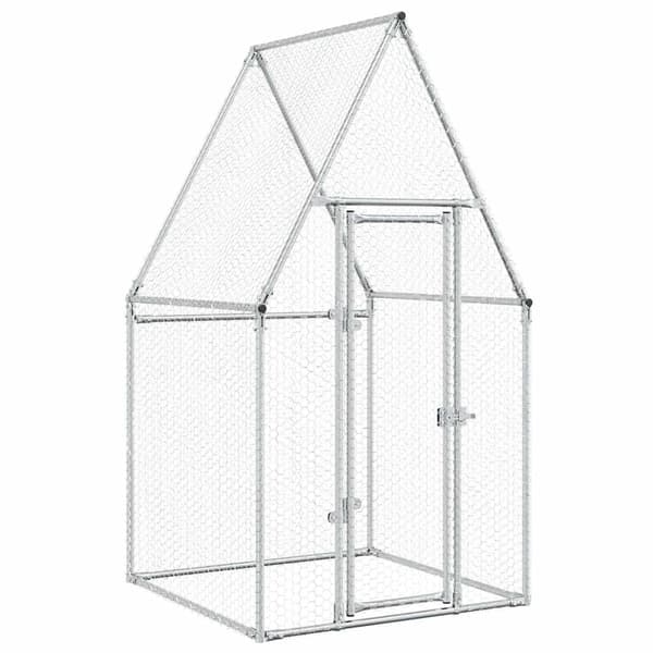vidaXL Hönsbur silver 100x100x190 cm galvaniserat stål Silver
