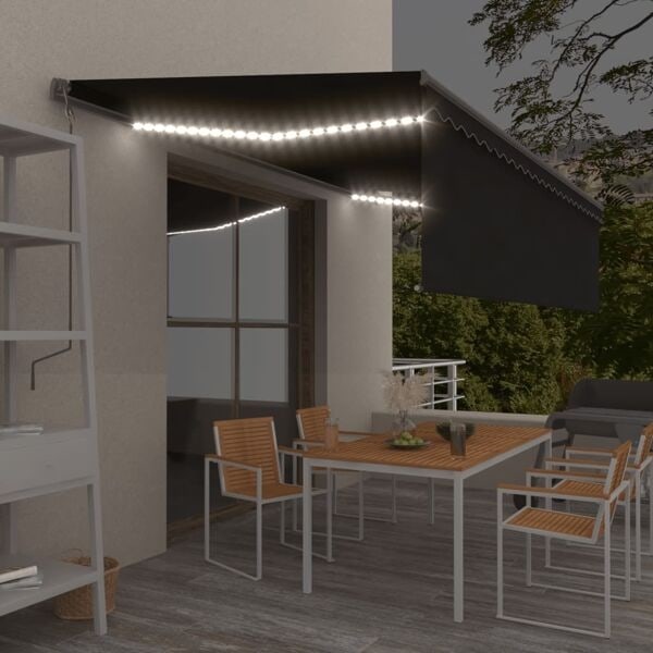 vidaXL Automatiserad markis rullgardin vindsensor LED 5x3m antracit Antracit