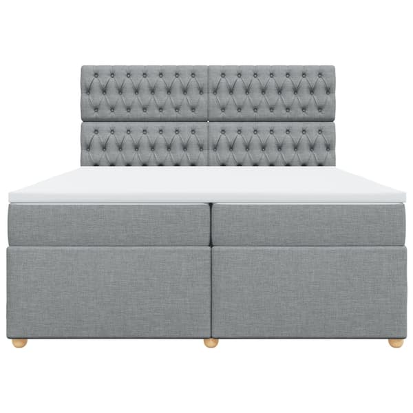vidaXL Ramsäng med madrass ljusgrå 200x200 cm tyg Grå
