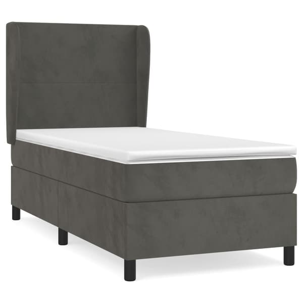 vidaXL Ramsäng med madrass mörkgrå 100x200 cm sammet Grå
