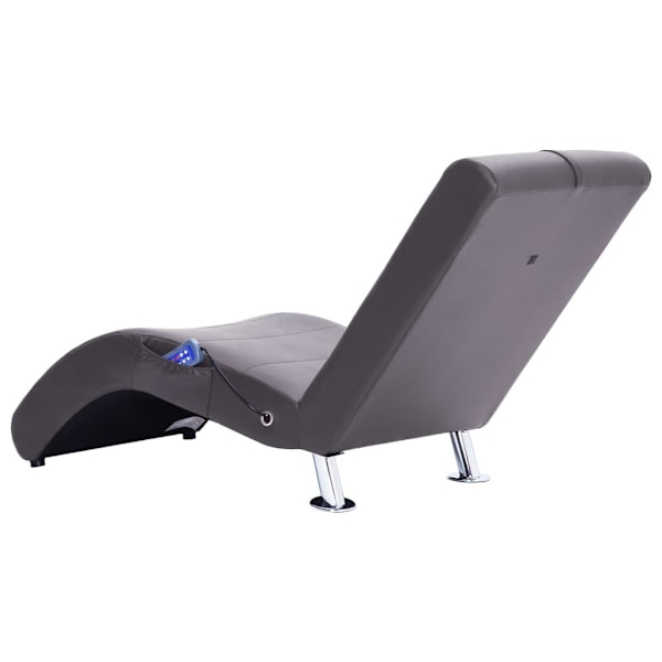 vidaXL Massageschäslong med kudde grå konstläder grå