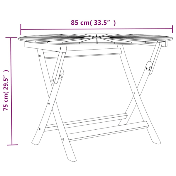 vidaXL Hopfällbart trädgårdsbord Ø 85x75 cm massiv teak Brun