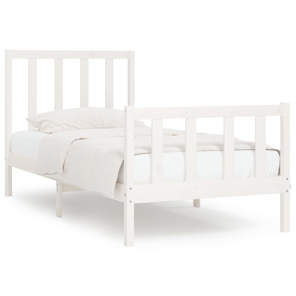 vidaXL Sängram vit massivt trä 90x190 cm Vit