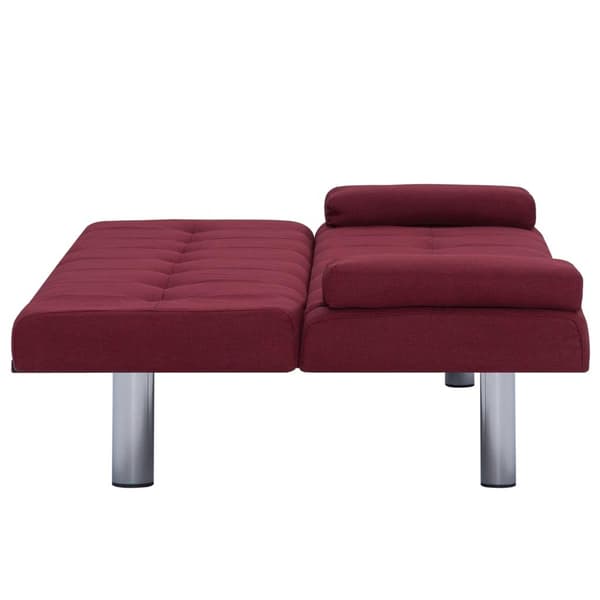 vidaXL Bäddsoffa med två kuddar vinröd polyester Röd