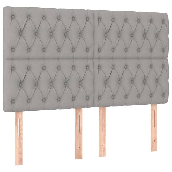 vidaXL Ramsäng med madrass ljusgrå 140x190 cm tyg Grå