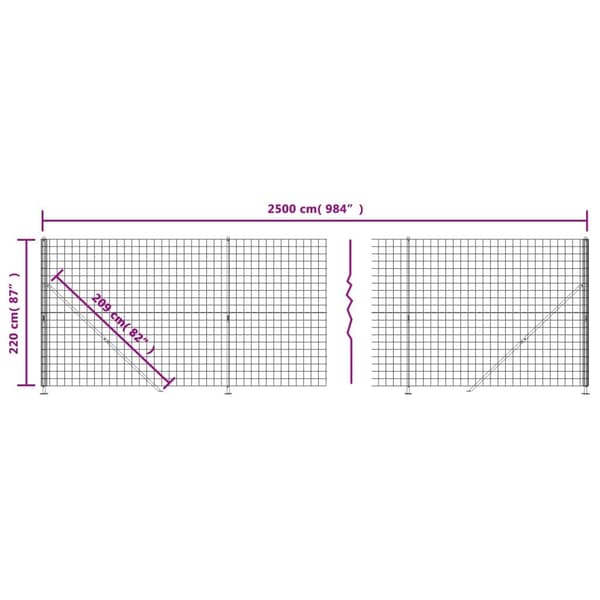vidaXL Stängsel med stolpsko grön 2,2x25 m Grön