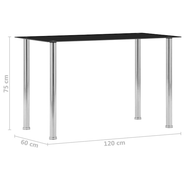 vidaXL Matbord svart 120x60x75 cm härdat glas Svart