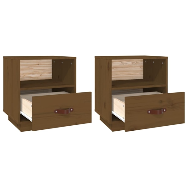 vidaXL Sängbord 2 st honungsbrun 40x34x45 cm massiv furu Brun