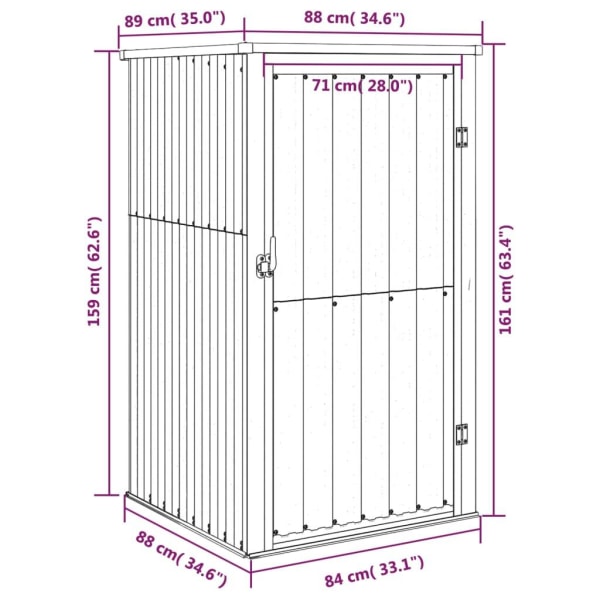 vidaXL Trädgårdsskjul brun 88x89x161 cm galvaniserat stål Brun