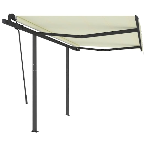 vidaXL Markis med stolpar automatisk infällbar 3x2,5 m gräddvit Creme