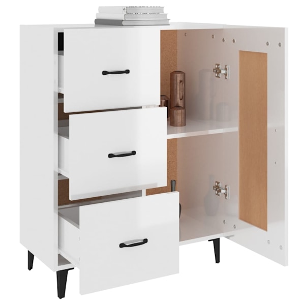 vidaXL Skänk vit högglans 69,5x34x90 cm konstruerat trä Vit