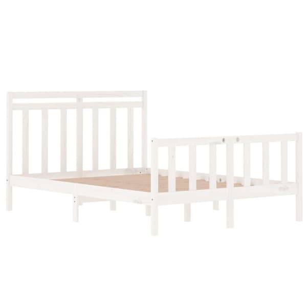 vidaXL Sängram vit massivt trä 140x190 cm Vit