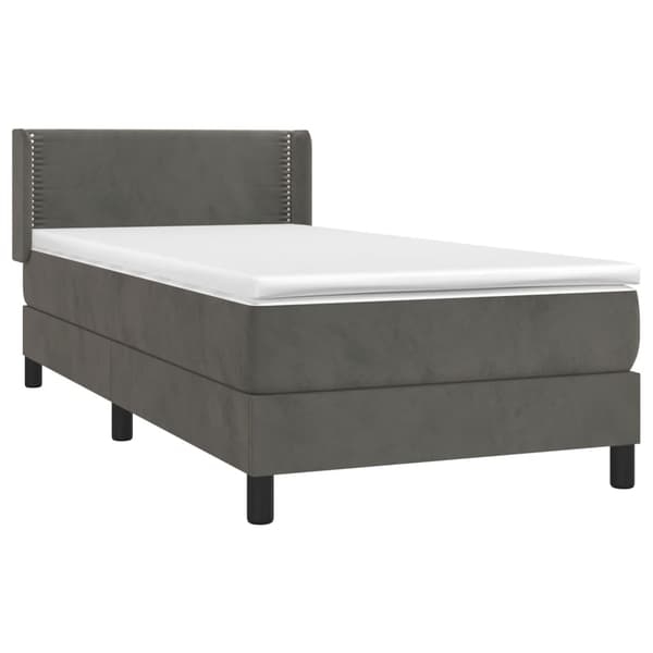 vidaXL Ramsäng med madrass mörkgrå 100x200 cm sammet Grå