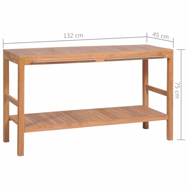 vidaXL Badrumsunderskåp massiv teak 132x45x75 cm Brun
