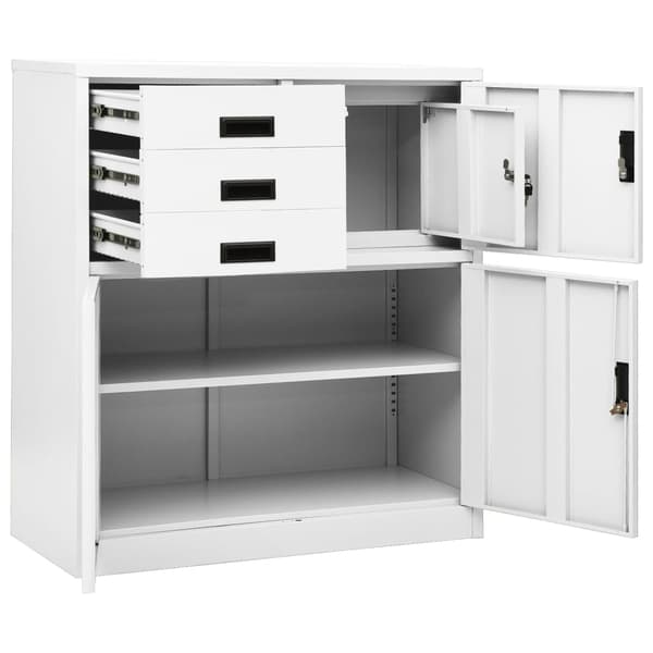 vidaXL Dokumentskåp vit 90x40x102 cm stål Vit