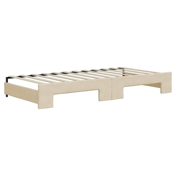 vidaXL Dagbädd utdragbar med lådor gräddvit 90x200 cm tyg Kräm