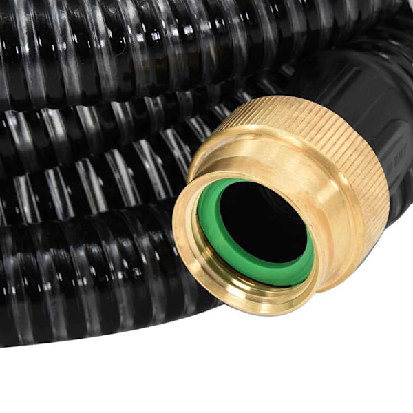 vidaXL Sugslang med kopplingar mässing svart 1,1" 5 m PVC Svart