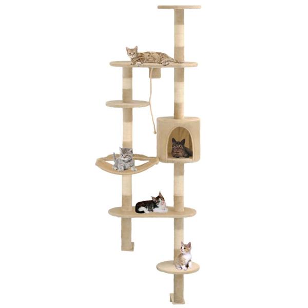 vidaXL Katt Klösträd väggmonterat med klöspelare i sisal 194 cm beige Beige