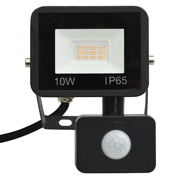 vidaXL Strålkastare med sensor 10 W LED varmvit Svart