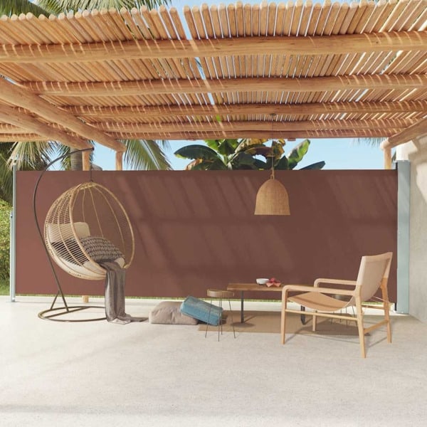 vidaXL Infällbar sidomarkis 180x600 cm brun Brun