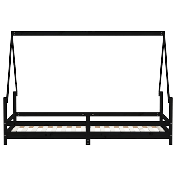 vidaXL Sängram för barnsäng svart 90x200 cm massiv furu Svart