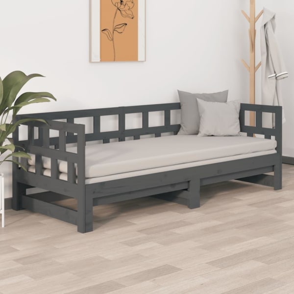 vidaXL Bäddsoffa grå massiv furu 2x(90x200) cm Grå