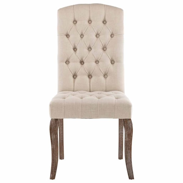 vidaXL Matstolar 2 st beige linnedesign tyg Beige