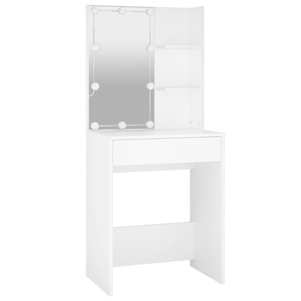 vidaXL Sminkbord med LED vit 60x40x140 cm Vit