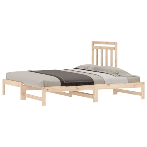 vidaXL Utdragbar dagbädd 2x(90x190) cm massiv furu Brun