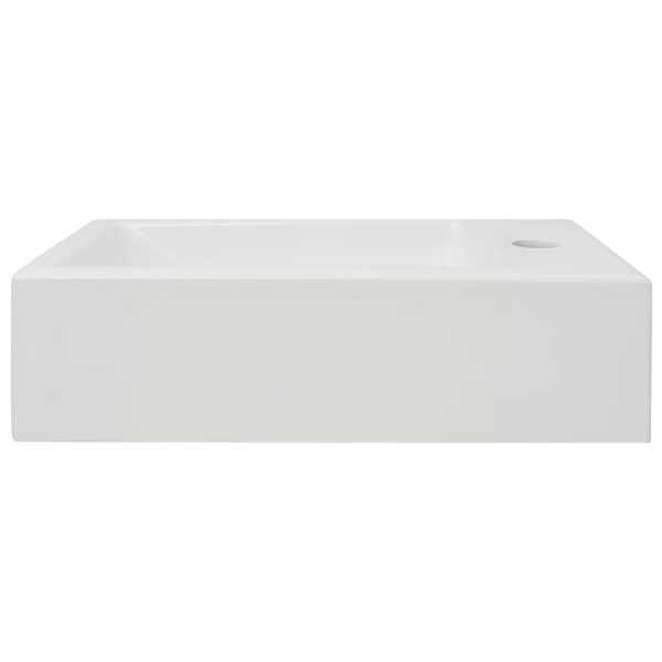 vidaXL Handfat med kranhål rektangulär keramisk vit 46x25,5x12 cm Vit