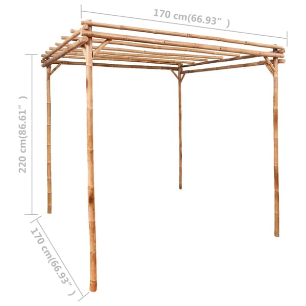 vidaXL Pergola bambu 170x170x220 cm Brun