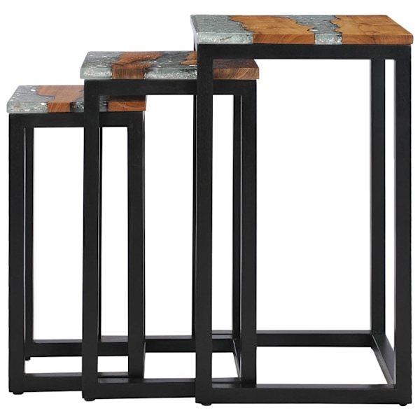 vidaXL Satsbord 3 st massiv teak och polyresin Brun