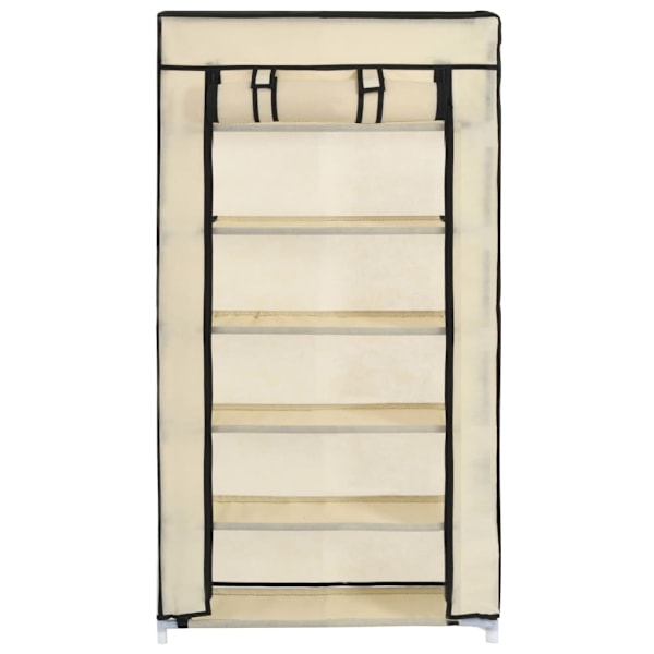 vidaXL Skoförvaring med överdrag gräddvit 58x28x106 cm tyg Creme