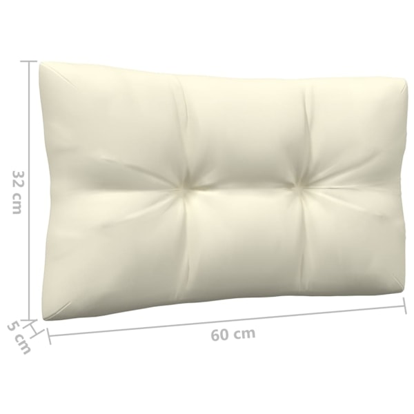 vidaXL Mittensoffa med gräddvita dynor massiv furu Creme