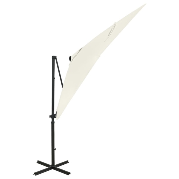 vidaXL Frihängande parasoll med stång och LED sand 250 cm Beige