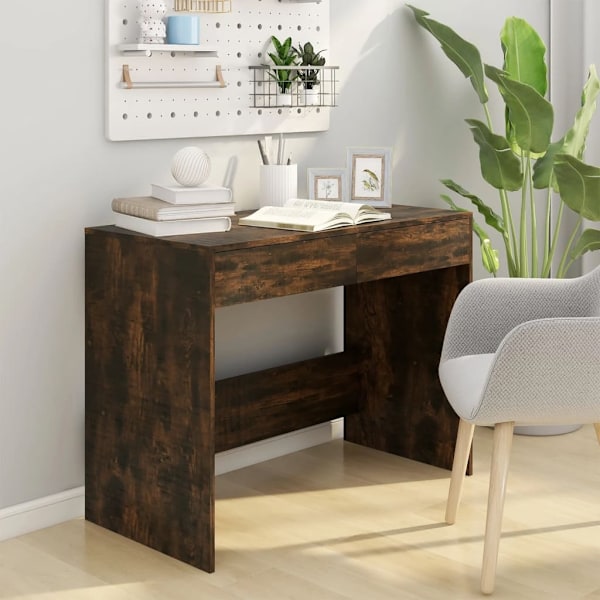 vidaXL Skrivbord rökfärgad ek 101x50x76,5 cm konstruerat trä Brun