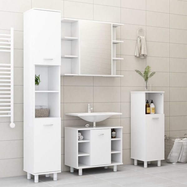 vidaXL Spegelskåp för badrum vit 80x20,5x64 cm konstruerat trä Vit