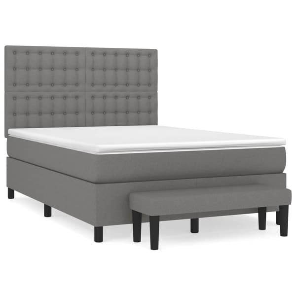 vidaXL Ramsäng med madrass mörkgrå 140x190 cm tyg Grå