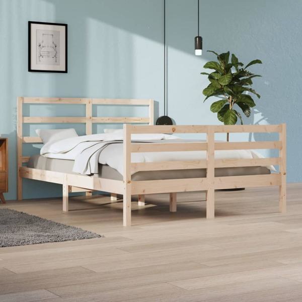 vidaXL Sängram massiv furu 160x200 cm Brun
