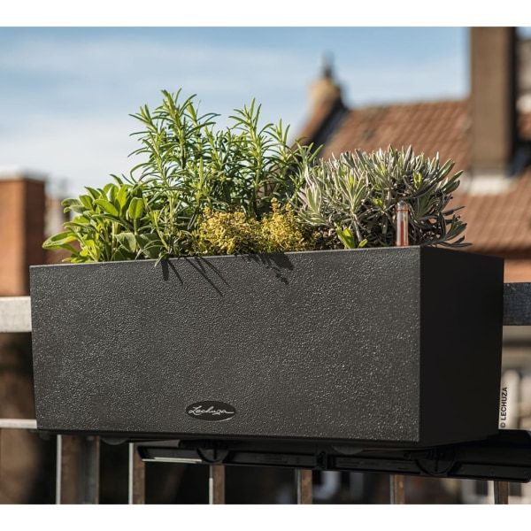 LECHUZA Odlingsenhet BALCONERA Stone 50 ALL-IN-ONE svart Svart