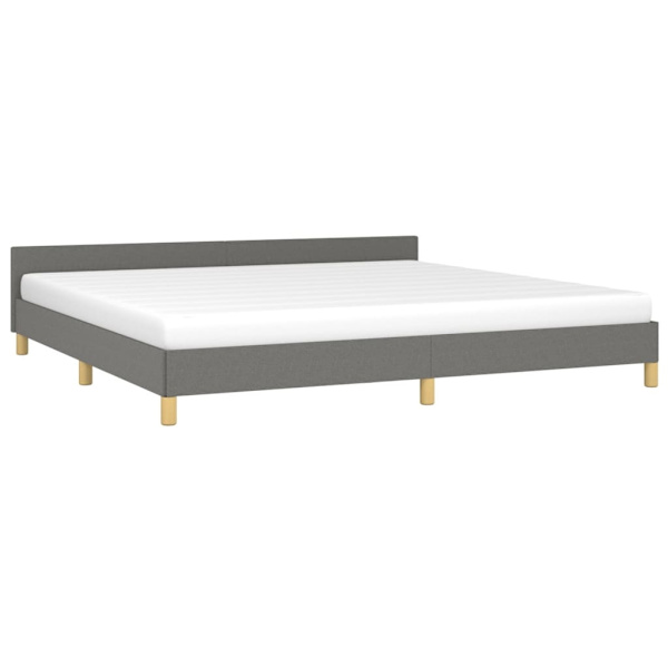 vidaXL Sängram med huvudgavel mörkgrå 200x200 cm tyg Grå