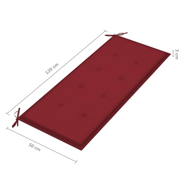 vidaXL Hopfällbar trädgårdsbänk med dyna 118 cm bambu Röd