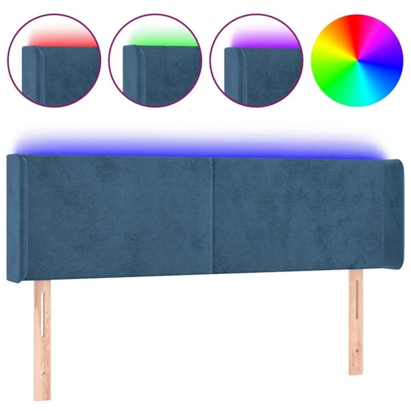 vidaXL Sänggavel LED mörkblå 147x16x78/88 cm sammet Blå
