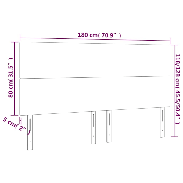 vidaXL Huvudgavlar 4 st grå 90x5x78/88 cm konstläder Grå