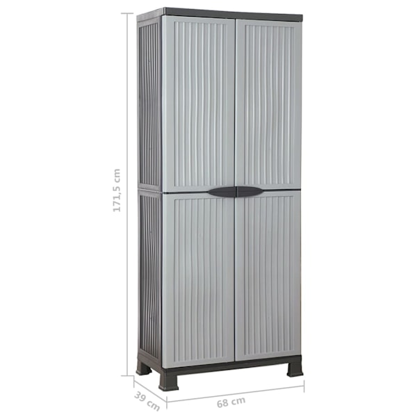 vidaXL Plastskåp 68x39x171,5 cm grå