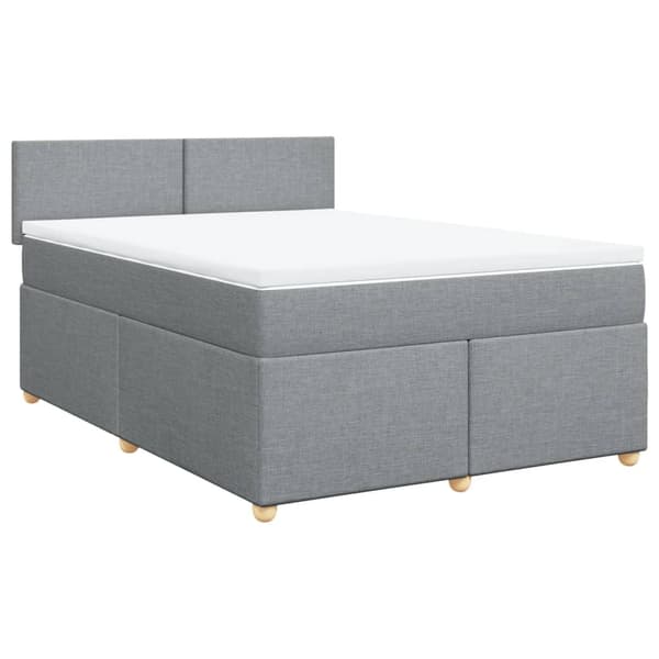 vidaXL Ramsäng med madrass ljusgrå 140x200 cm tyg Grå
